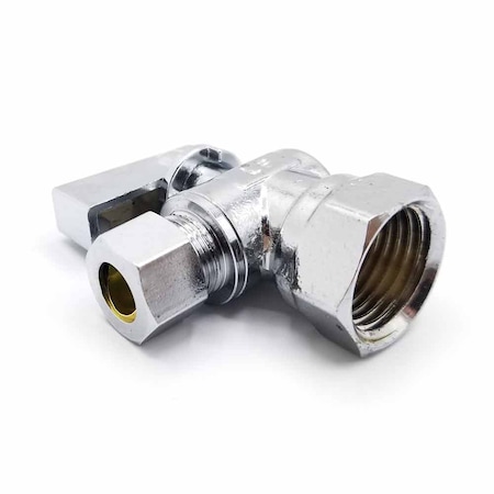 Thrifco Plumbing 1/2 Inch FIP x 3/8 Inch Comp Quarter Turn Brass Angle Stop Valve 4406462